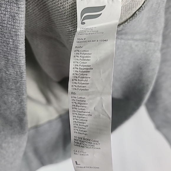 NEW Fabletics Men's The Year Round Terry Crew Neck Sweatshirt Grey $70 NWT - Picture 6 of 7